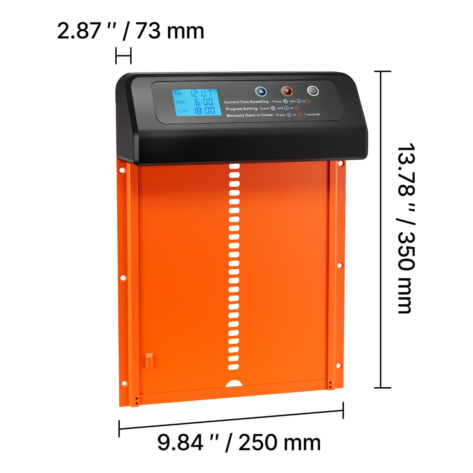 KFFKFF Automatic Chicken Coop Door, Battery-Operated with Timer and Manual Controls, Anti-Pinch Design, Sturdy Aluminum Build, Waterproof Seal, Orange