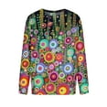 thumbnail image 4 of Nouveaux Hauts pour Femmes 2023 Mode Dames Chandail en Molleton à Manches Longues Col Rond Imprimé Blouse Pull-Over Coupe Décontractée Chandail en Molleton Oversize pour Femmes, 4 of 5