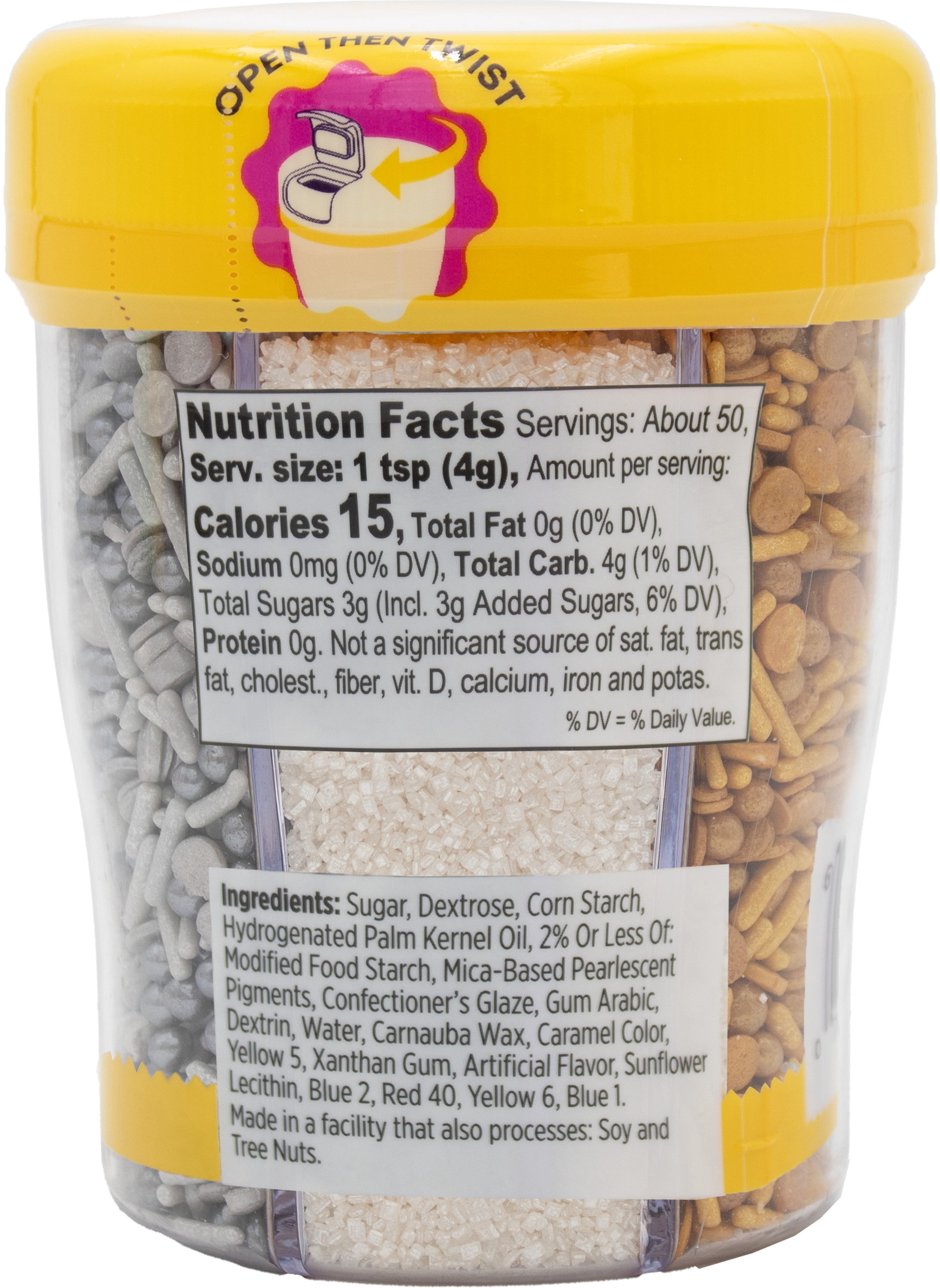 Wilton Metallic Sprinkles Edible Sprinkle Mix Assorted 7 oz. 6-Cell Container Silver Gold Copper