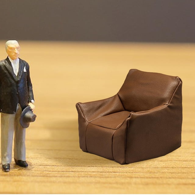 Sofá individual en miniatura, mini sofá de juguete para niños, mini sillón de lectura con respaldo para decoración de paisajes de casas de muñecas a marrón