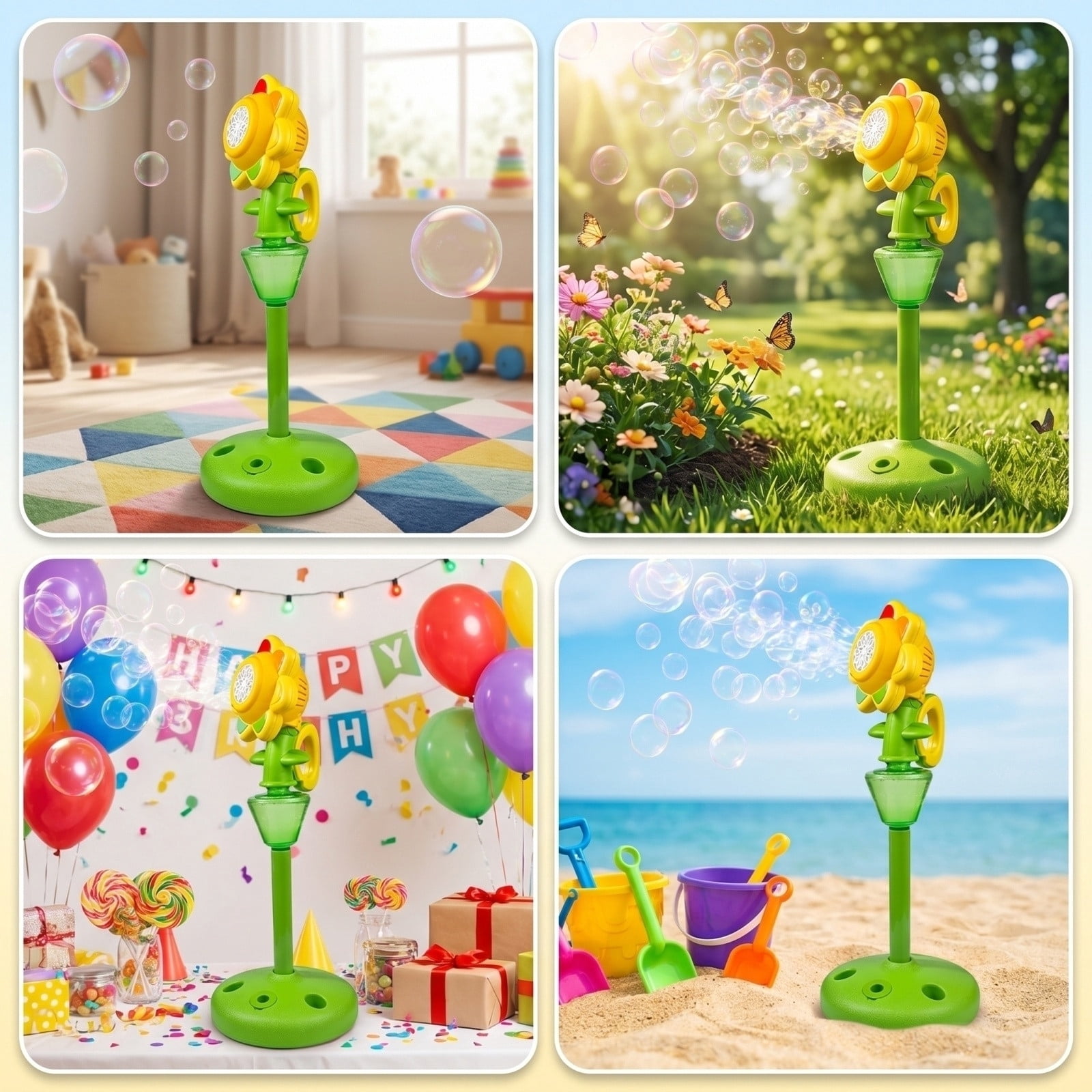 NWOKYZGH Bubble Machine, Flower Bubble Maker with Lights for Parties, Rechargeable Automatic Bubbles Blower Machine for Outdoor Wedding Birthday Party
