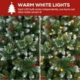 thumbnail image 3 of VIVATREES 6ft Pre-lit Flocked Artificial Christmas Tree Red Berries 956 Hinged Frosted Branch Tips Spruce w/ Pine Needle 250 Warm White LED Lights Foldable Base, 3 of 9