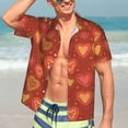 thumbnail image 7 of Bingfone Men's Short Sleeve Button Down Shirts Hawaiian Flower Hearts Printed Beach Shirt, 7 of 7