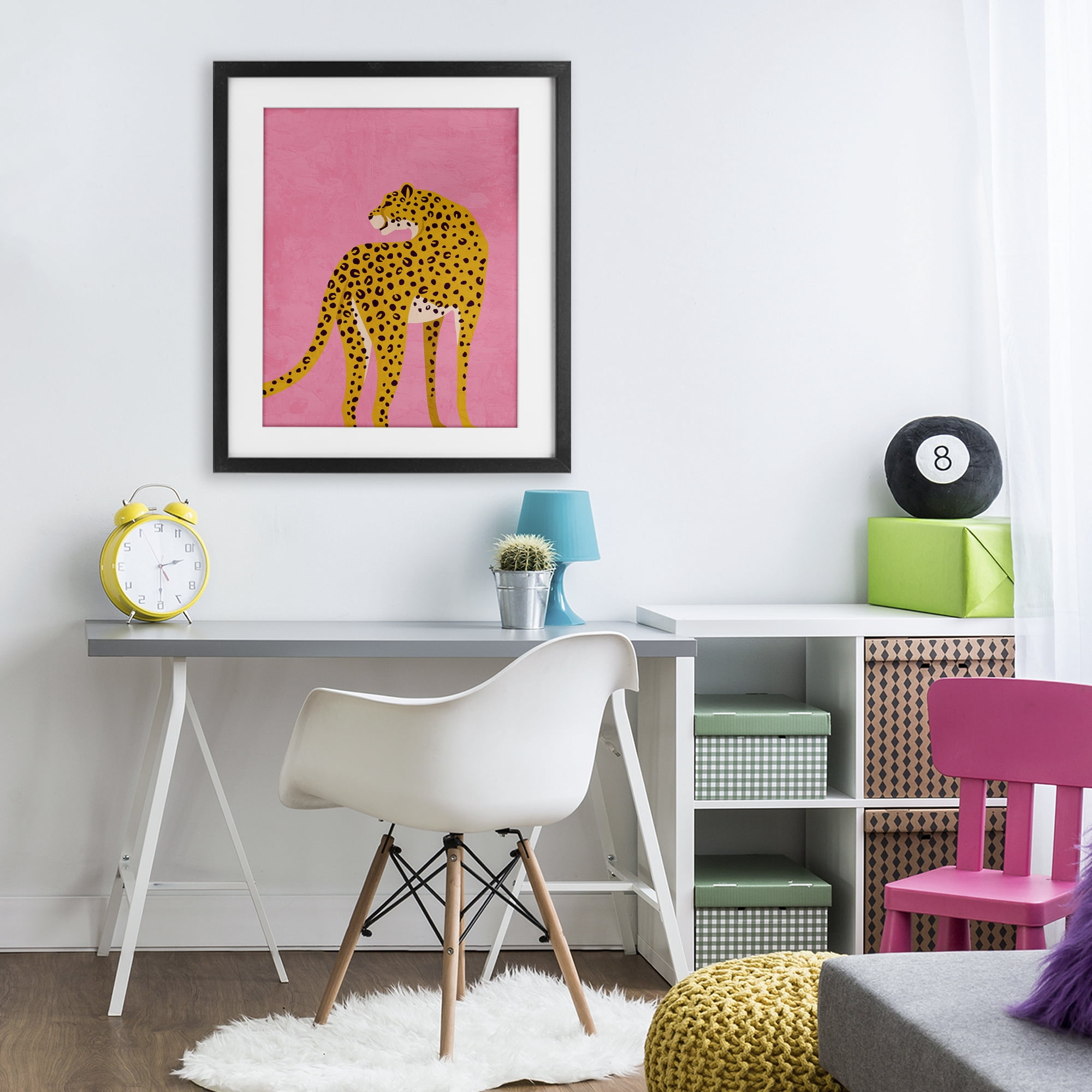 Stupell Industries Leopard on Pink Serenade Black Framed Print Under Glass, design by Kim Allen