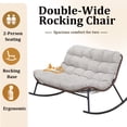 thumbnail image 2 of 50.8 in Double Wide Rocking Papasan Chair, 2-Person Outdoor Lounge Chair with Thick Cushion, PE Rattan & Steel Frame, Beige, 2 of 7