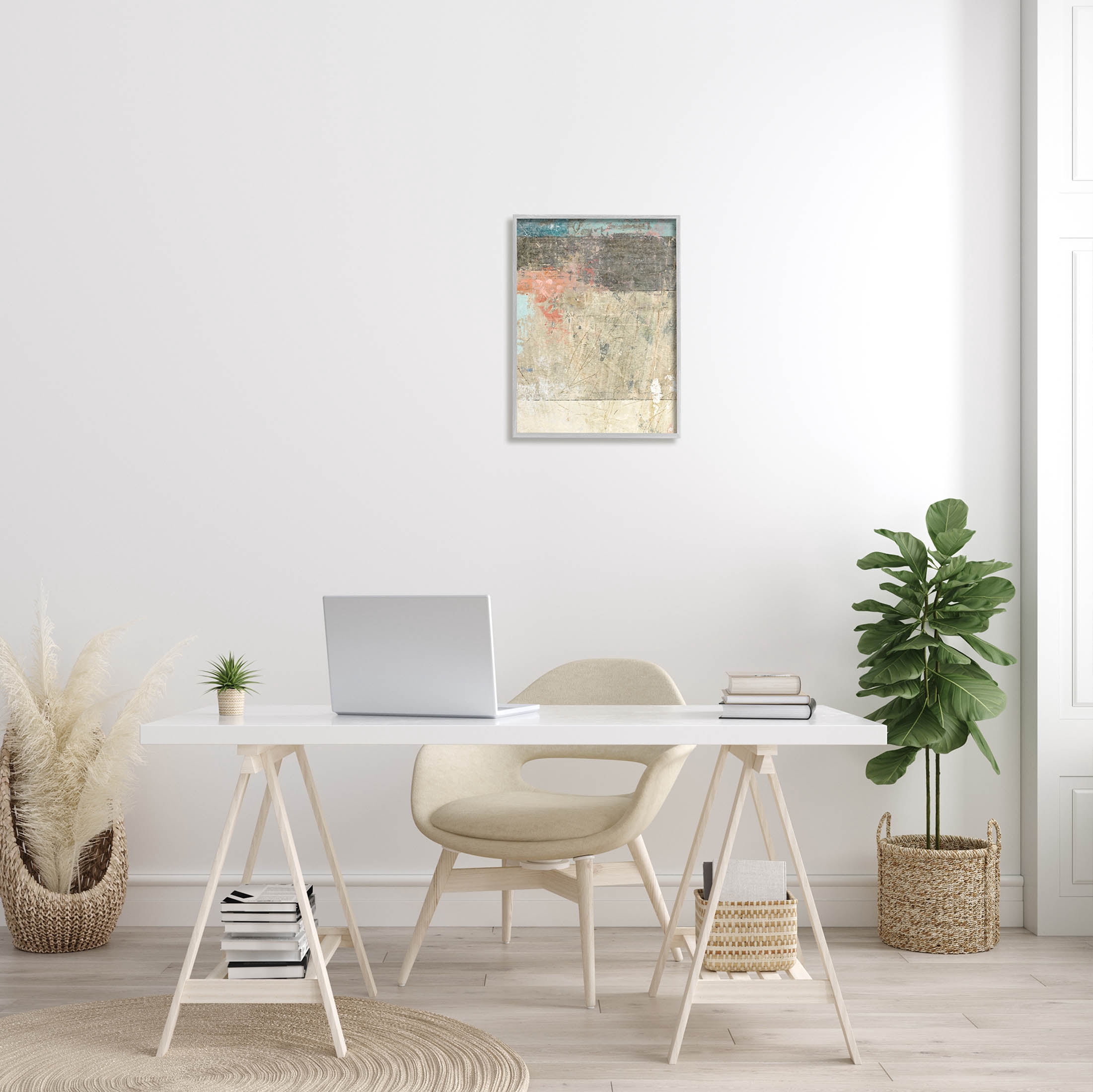Stupell Industries Urban Layered Abstract Collage Painting Gray Framed Art Print Wall Art, Design by Suzanne Nicoll