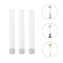 Glasseam Set of 3 Glass Bud Vase with Silicone Base: 5.9" Clear Test Tube Small Vases for 22mm Candlestick Holders Table Centerpieces Wedding Home Decor Gift Idea