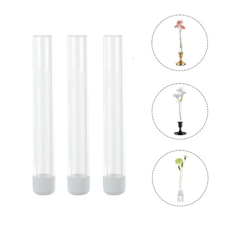 Glasseam Set of 3 Glass Bud Vase with Silicone Base: 5.9" Clear Test Tube Small Vases for 22mm Candlestick Holders Table Centerpieces Wedding Home Decor Gift Idea