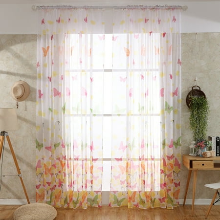 Yong8 Home Use Curtain Erfly Print Window Panel Curtains Sheer Room Divider For Living Bedroom Pink Canada Room Divider Curtain, How To Use A Curtain As Room Divider