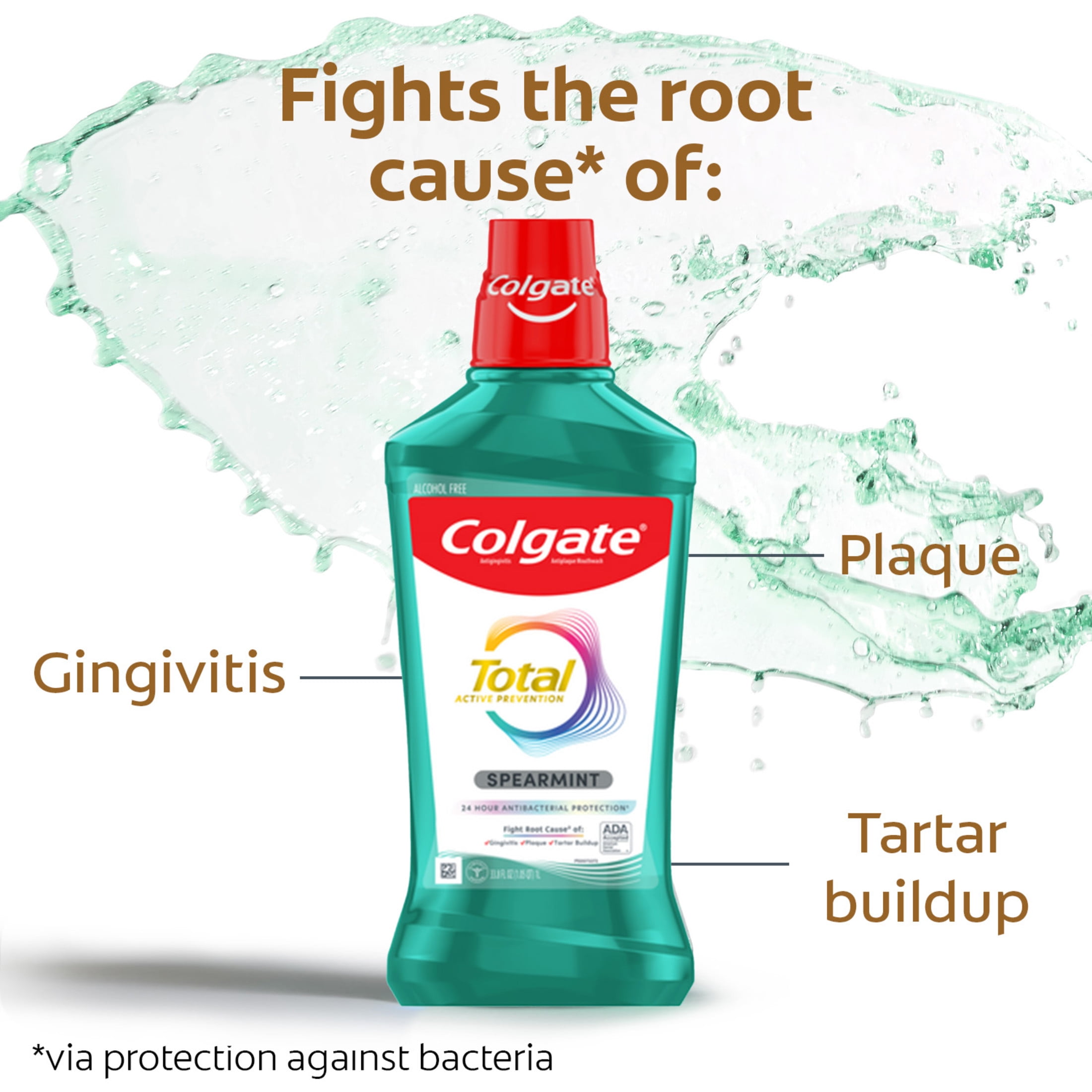 Colgate Total Alcohol Free Mouthwash, Spearmint, 500 mL