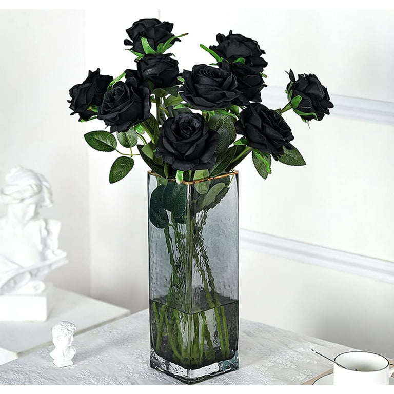 Funnyfairye 12pcs Halloween Decorations Black Flowers, Artificial Black Roses, for Wedding Party Office Home Decor (Black), Infant Girl's, Size: One