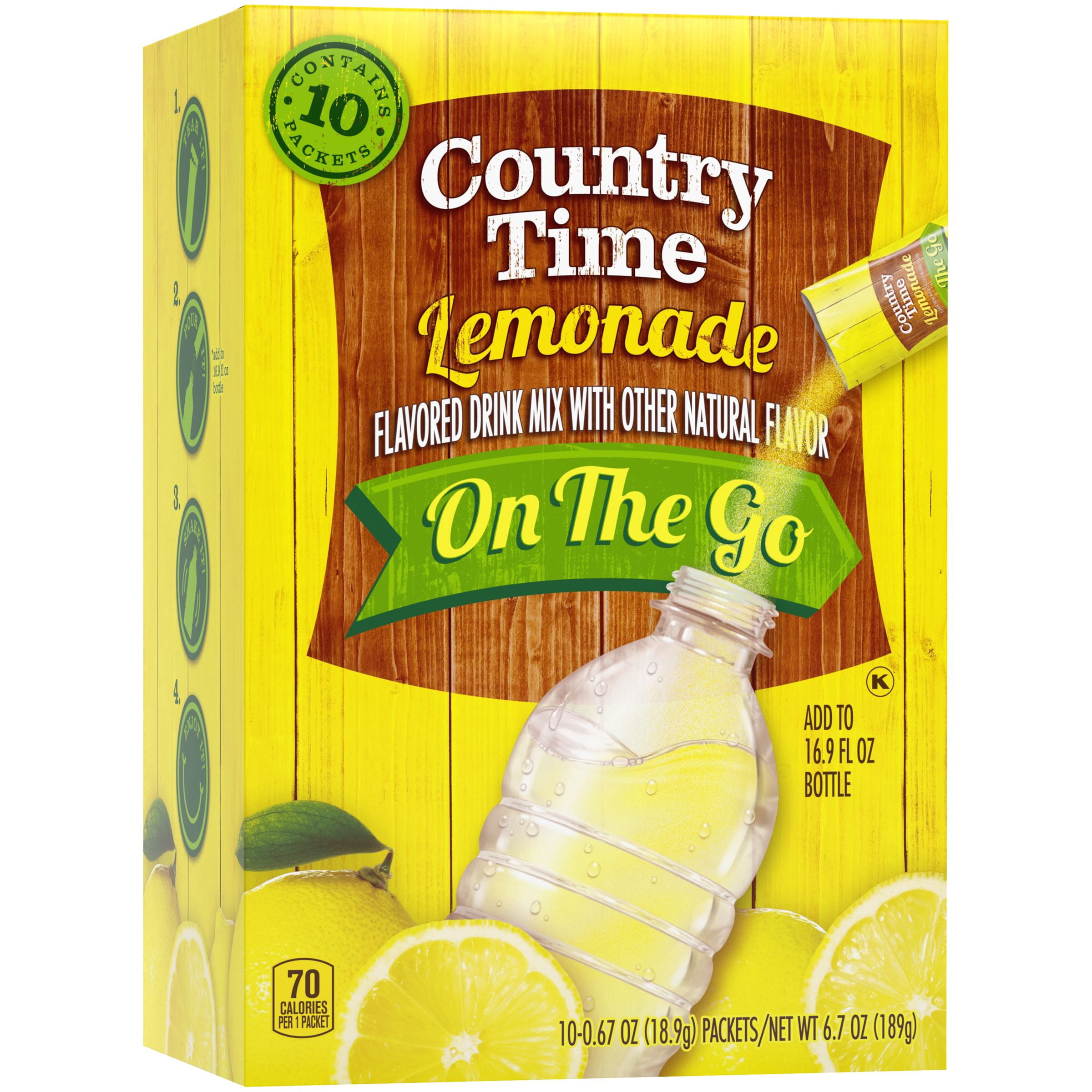 Country Time Lemonade Naturally Flavored Powdered Drink Mix, 60 ct Packs, 6 Boxes of 10 On-the-Go Packets