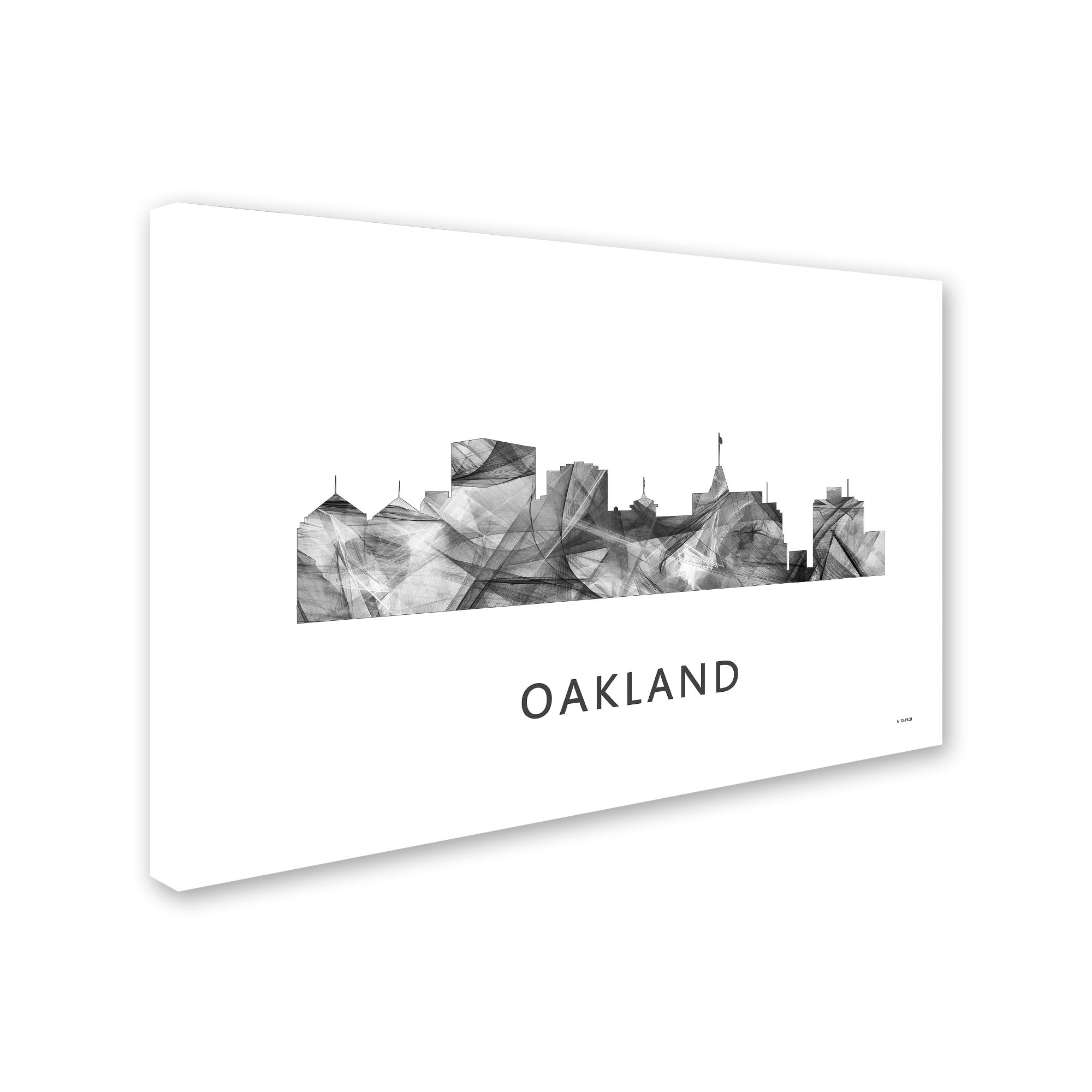 Trademark Fine Art 'Oakland California Skyline WB-BW' Canvas Art by Marlene Watson