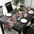 thumbnail image 2 of Table Runner Dresser Scarves 90 Inch Long, American Flag Day Retro Splicing Plaid Linen Dining Table Runners Dwarf Stars USA Flag and Flower Tabletop Scarf for Wedding Holiday Party Kitchen, 2 of 7