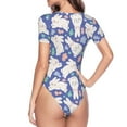 thumbnail image 4 of Naloa Cute White Rabbit Women's Short-Sleeved Onesie, One-Piece Swimsuit for Parties, dates, clubs - Medium, 4 of 9