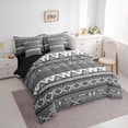 thumbnail image 3 of jejeloiu Retro Boho Aztec 7pcs Bedding Comforter Set,Rustic Farmhouse Tribal Queen Bedding Sets,Gray White Bohemain Geometric Queen Sheet Sets For Teens,Microfiber Bedroom Decor Reversible, 3 of 8
