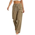 thumbnail image 2 of SeekIslan Womens Corduroy Cargo Pants Drawstring Waist Baggy Fit with Pockets for Casual Lounge Wear, 2 of 7