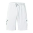 thumbnail image 3 of Bcfgryg Men Spring And Summer Pant Casual All Solid Color Painting Loose Plus Size Trouser Fashion Beach Pockets Short Men's Shorts For Swimming White L, 3 of 4