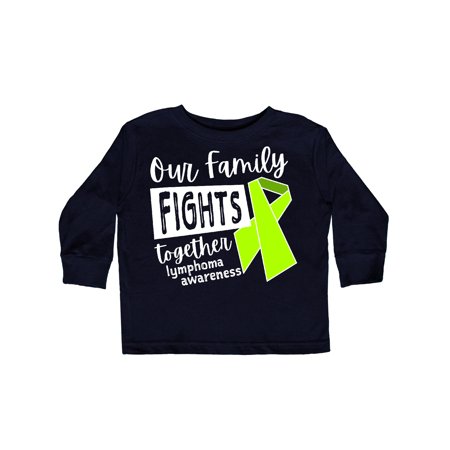 

Inktastic Our Family Fights Together Lymphoma Awareness Lime Ribbon Gift Toddler Boy or Toddler Girl Long Sleeve T-Shirt