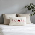 thumbnail image 5 of Valentines Day Pillow, Gaqring Embroidered Heart Decorative Cushion, Cotton Linen Throw Pillow 30x50cm for Sofa Bed Gift, White, 5 of 6