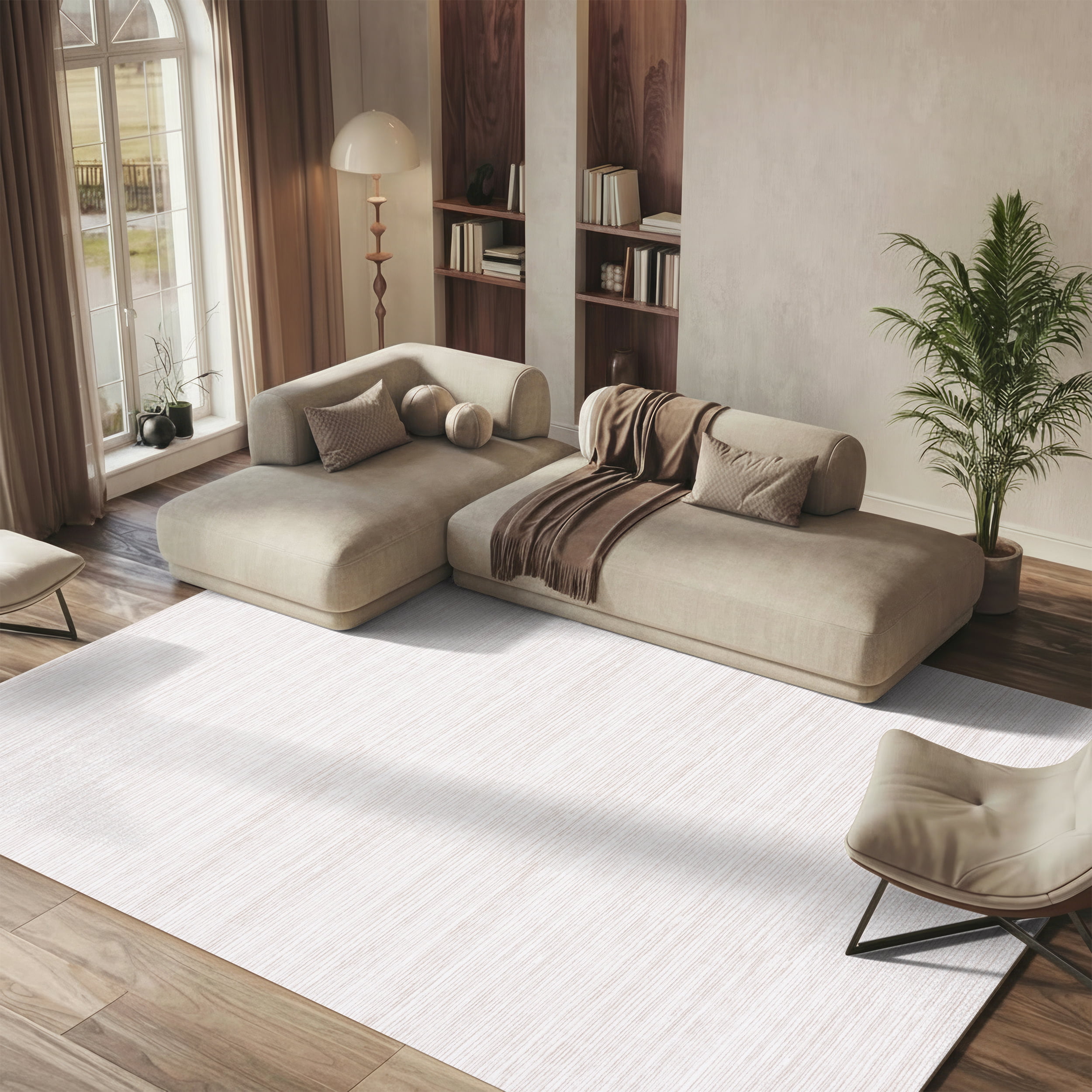 SAFAVIEH Vision Adrasteia Distressed Area Rug, Ivory, 12' x 12' Square - X-Large - Modern Design, Ivory, Non-Shedding & Easy Cleaning, Ideal for Living Room, Bedroom, Dining Space