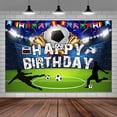 thumbnail image 4 of Happy Birthday Backdrop Football Trophies Pitches Photo Backdrop Teenager Children Birthday Backdrop Background Football Theme Birthday Party Photograph Backdrop 5X3FT, 4 of 5