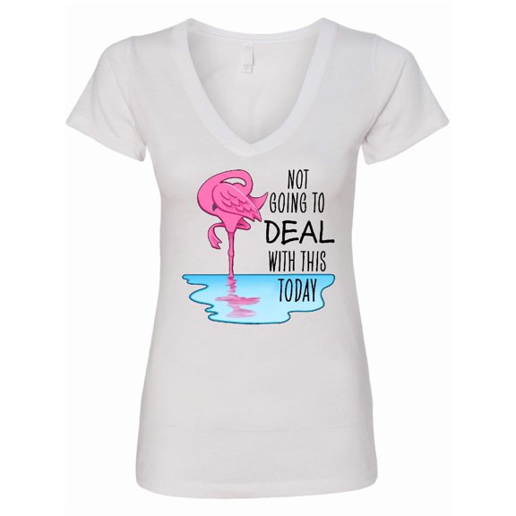 Inktastic Not Going to Deal with This Today Sleeping Flamingo Women's V-Neck T-Shirt
