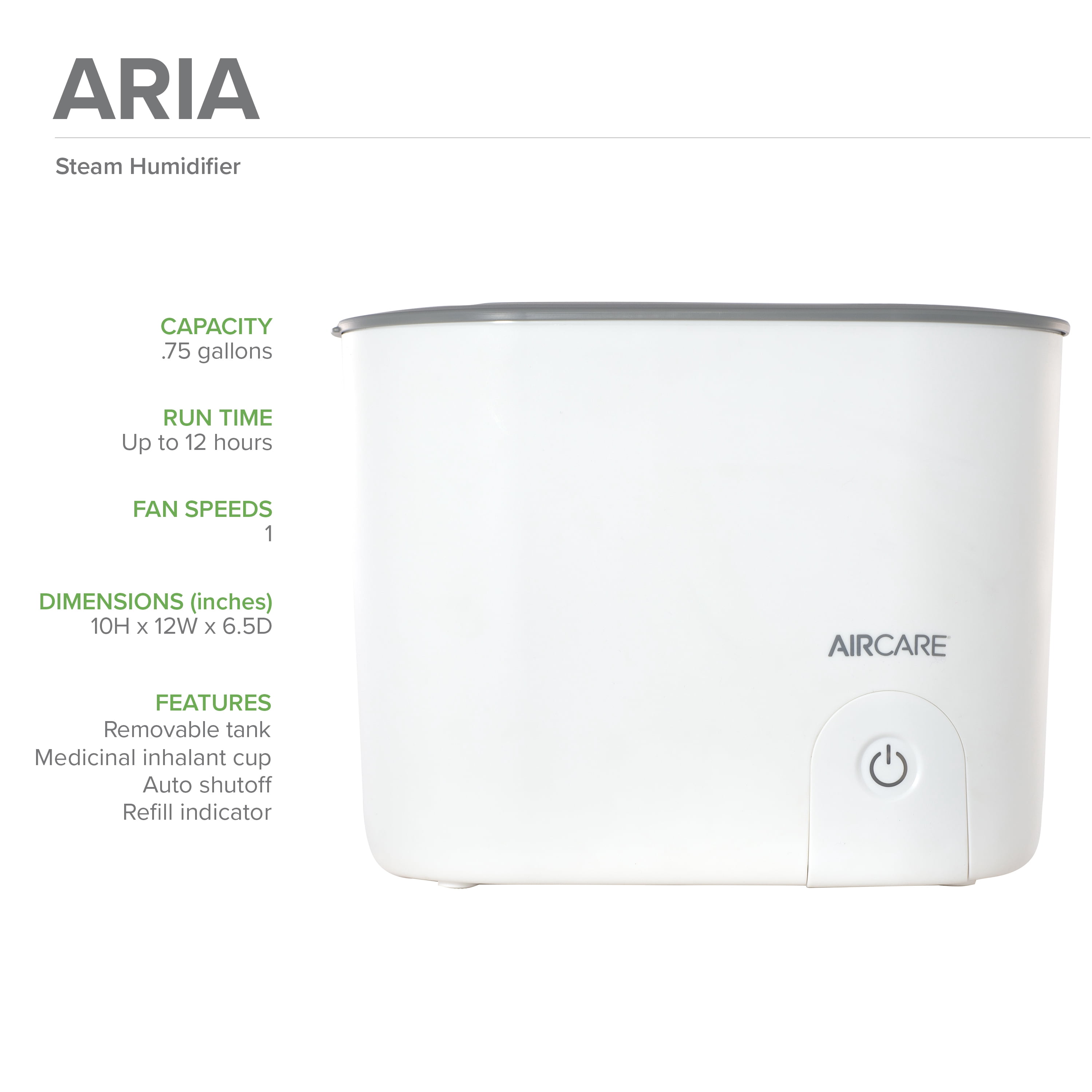 AIRCARE Ultrasonic Whisper Quiet Steam Humidifier- ARIA (380 sq ft)