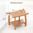 thumbnail image 3 of Giantex Teak Shower Bench Seat, Small Shower Stool, Wooden Bathroom Bench, 3 of 7