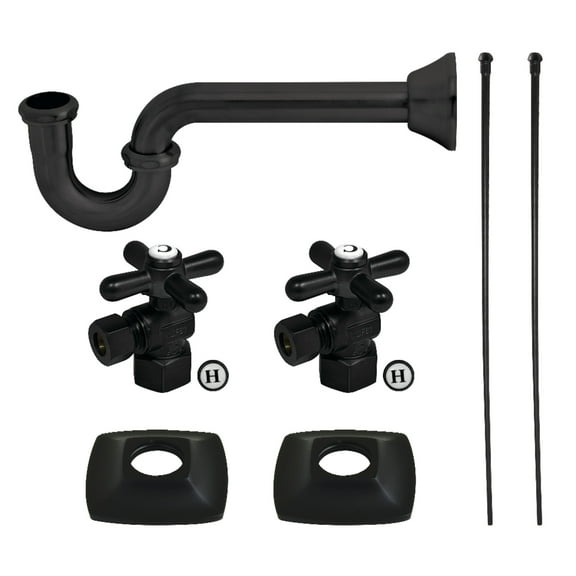 Kingston Brass KPK110P0 Gehry Modern Plumbing Sink Trim Kit with P-Trap, Matte Black