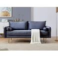 thumbnail image 1 of Mid Century Sofa Velvet Fabric Upholster Couch 71” Modern Futon Bench Loveseat Living Room Sofa with 2 Bolster Pillows, Gray, 1 of 7