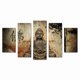 thumbnail image 1 of Juego de Cuadros Decorativos, Buda Rústico y Estilo Vintage, 5 Piezas, Ideal para Estudio y Sala, 150x80cm, 1 of 5