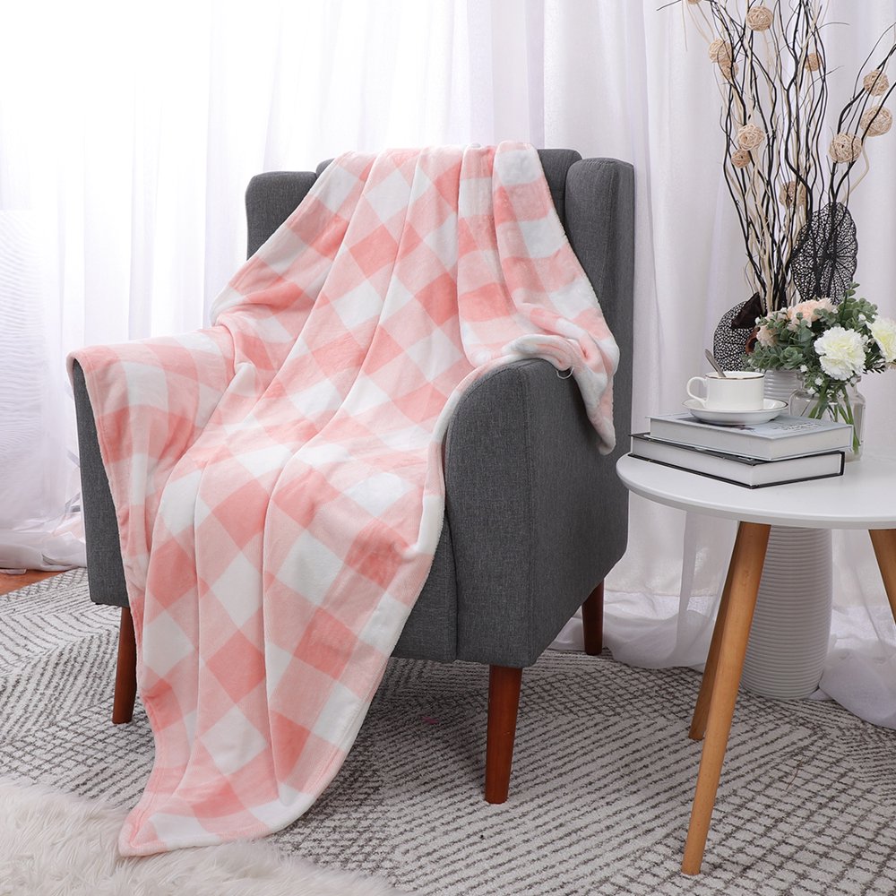 Buffalo Plaid Flannel Fleece Blanket King Size Soft Fuzzy Lightweight