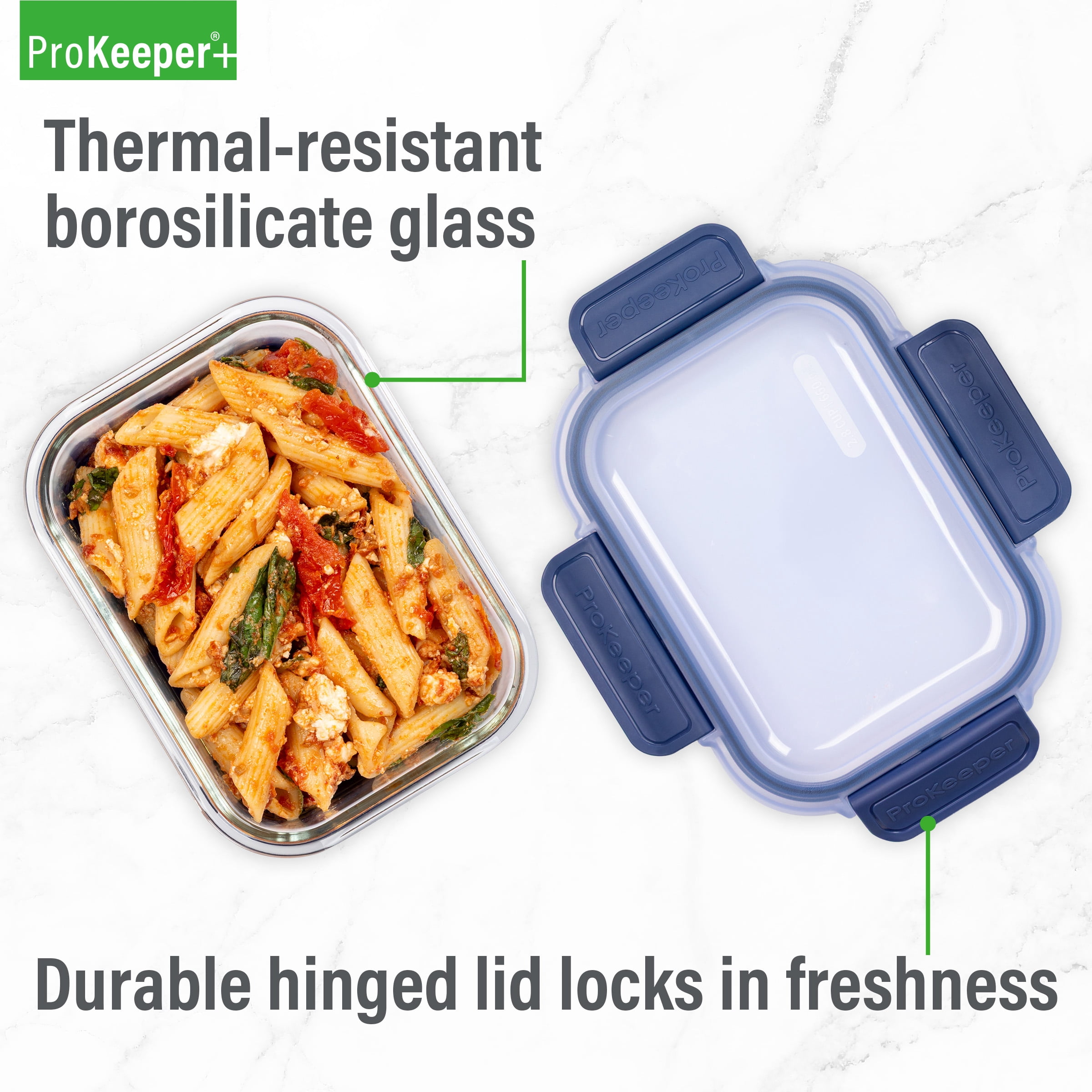 (2 pack) Prokeeper+ 2.8 Cup Glass Food Storage Container with Silicone Base, Well Suited to Refrigerator Organization