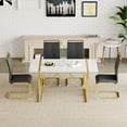 thumbnail image 2 of JUFU 5 Piece Dining Table Set for 4, 55" White Rectangular MDF Table with Gold Metal Legs and 4 Black PU Upholstered Chairs, Elegant Dining Set for Small Spaces, 2 of 7