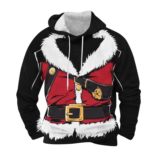 Sudadera con capucha para hombre, moda, bolsillos, manga larga, estampado navideño, sudadera con capucha, blusa para hombre, blusa de poliéster