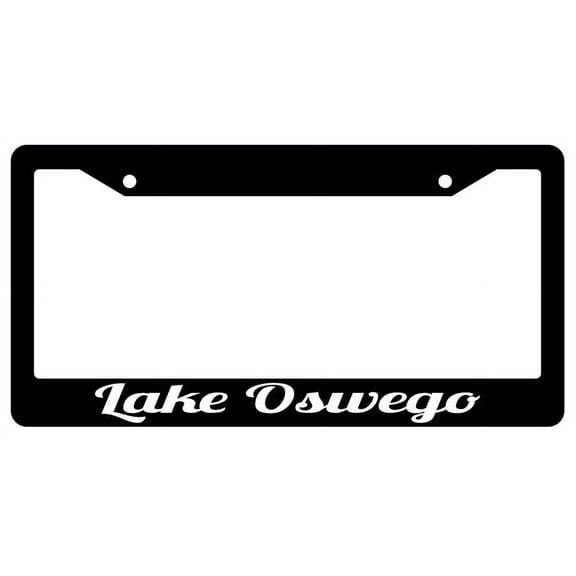 Lake Oswego Black Plastic License Plate Frame