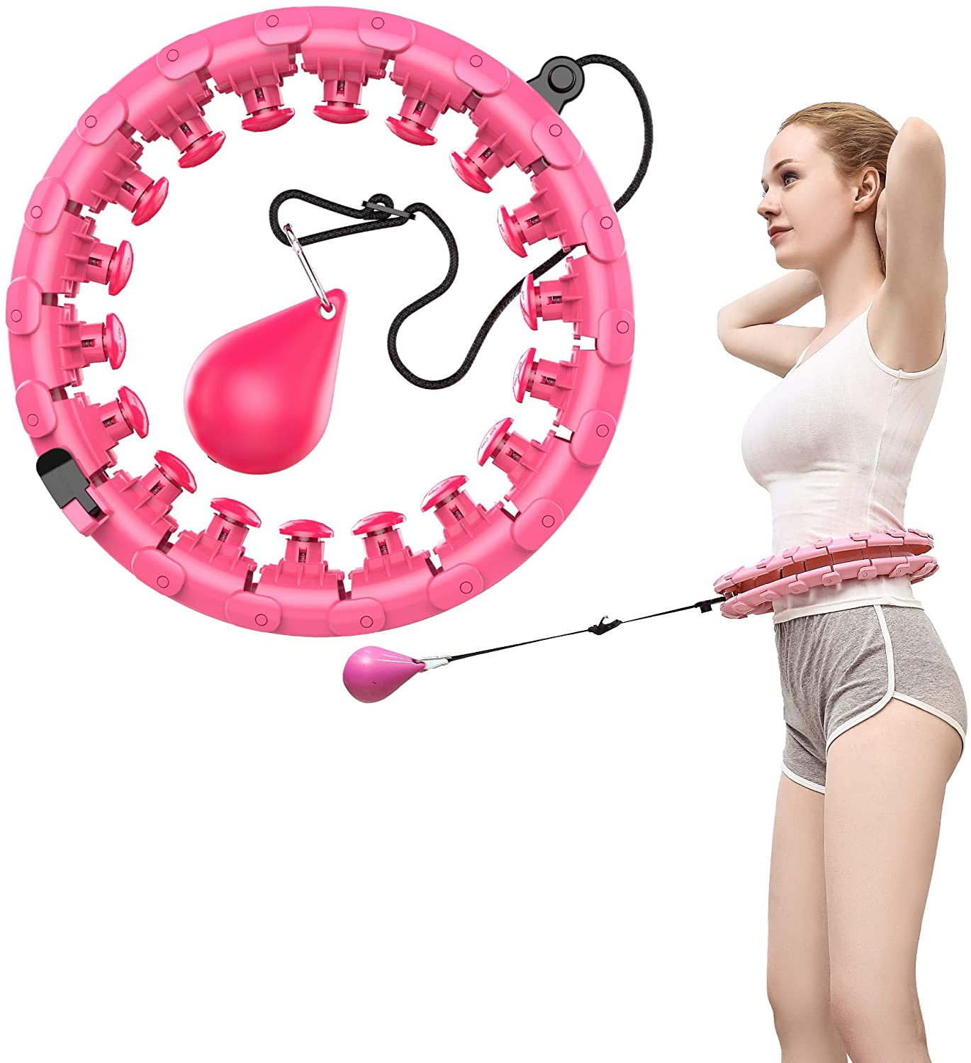 Detachable 24 Sections Smart Weighted Exercise Hoop Adults Non-Fall Fitness Hoop for Weight Loss 