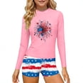 thumbnail image 3 of Odeerbi 3-14 Años Niñas 2 Piezas de Manga Larga Rash Guard Conjunto Día de La Independencia Upf 50 + Traje de Baño de Surf Seco Rápido Con Pantalones Cortos, 3 of 8
