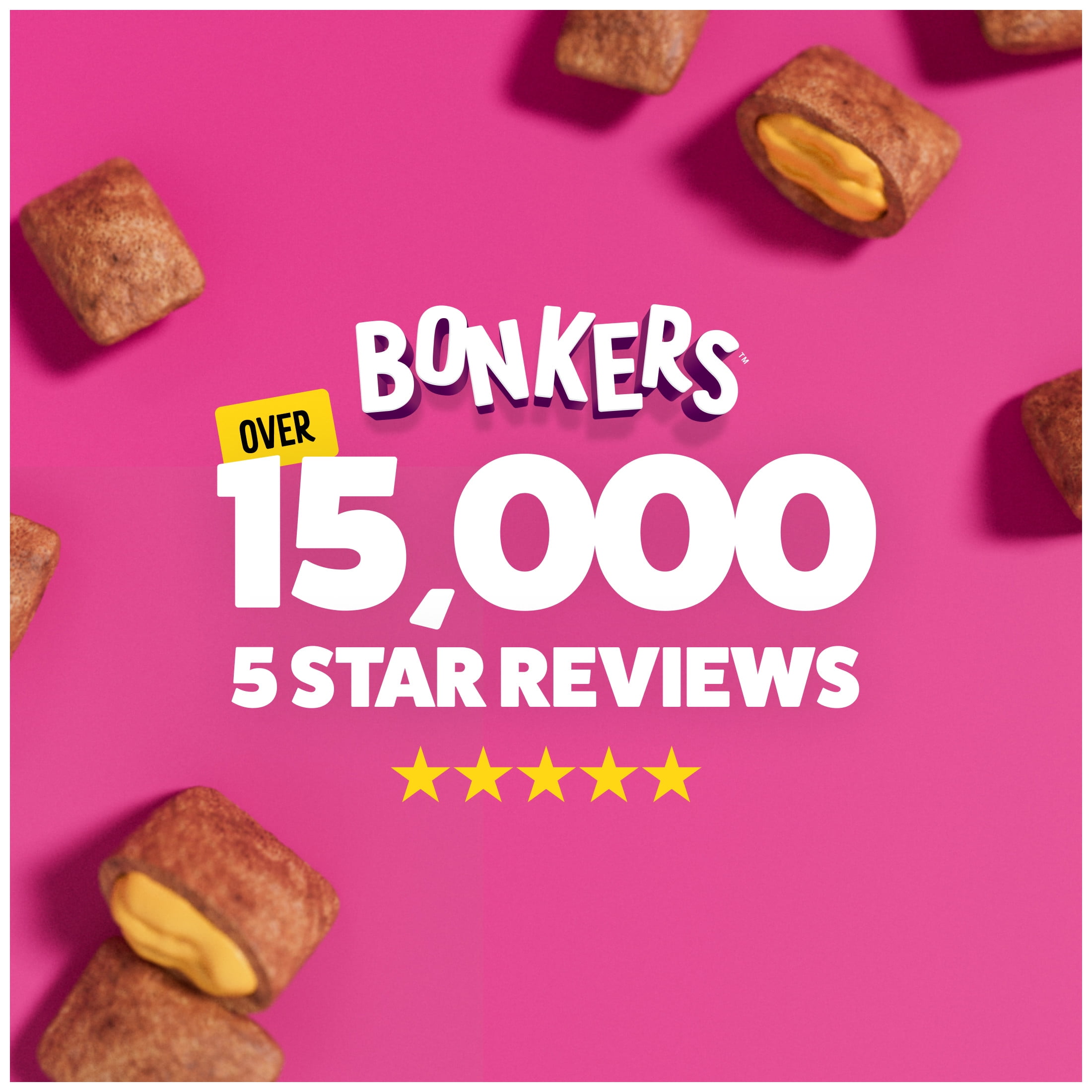 (4 pack) BONKERS Bites Paw Lickin' Chicken Flavor Crunchy & Soft Treats for Cats, 12oz Bag