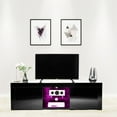 thumbnail image 3 of TV Stand for TVs up to 70 inch, Modern Media Console TV Cabinet with LED Lights, Entertainment Center with Double Doors Storage and Open Shelves, High Gloss TV Cabinet for Living Room, Black, D3241, 3 of 8