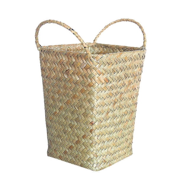 Wicker Rattan Braided Storage Basket Khaki Handcrafted Organizer for Laundry, Vegetables, Fruits, and Plants for Home, Kindergarten, and Hotels