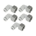 thumbnail image 1 of Conectores de aire Push to Connect de Unique Bargains 1/4" 90 Grados Rosca Femenina Conector Plástico Metal 3/8" BSPT 5Pcs Tono Blanco Plateado, 1 of 1