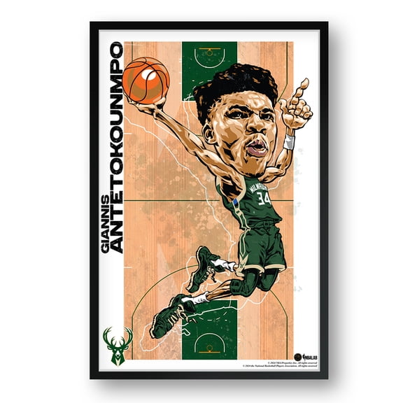 Giannis Antetokounmpo Milwaukee Bucks Framed 14" x 20" Player Caricature Art