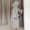 thumbnail image 3 of Vestido Abaya IDOPIP para niñas musulmanas de chifón gris de 9 a 10 años con hiyab, 3 of 7