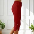 thumbnail image 6 of Capri Pants for Women Summer Solid Slim Trousers Pocket Side Slit 7/8 Length Casual Womens Pants Red S, 6 of 6
