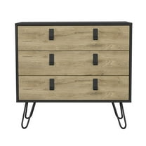 HomeRoots 32" Natural And Black Three Drawer Dresser