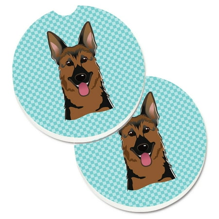 

Carolines Treasures BB1149CARC Checkerboard Blue German Shepherd Set of 2 Cup Holder Car Coasters Large multicolor