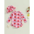 thumbnail image 5 of FEORJGP Toddler Baby Girl Summer Swimsuits Infant Long Sleeve Rompers Floral Print Ruffled Jumpsuit Crew Neck Swimwear and Swim Cap Set for Kids Cute Bathing Suits Beachwear, 5 of 9