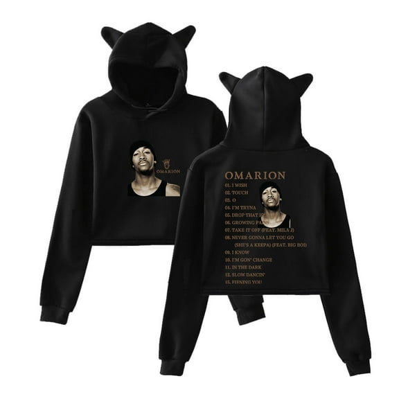 Omarion Cat ear hoodie with popular pattern casual women's short hoodie sportswear